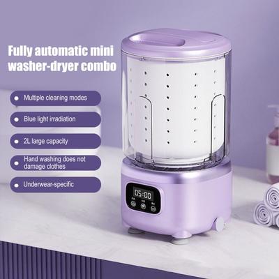 Mini Lavadora Portátil para Ropa Interior Calcetines 3 en 1 Lavar Enjuagar Centrifugar Secar Taza de Lavado 2L Lavadora Compacta Recargable Inalámbrica para Viajes