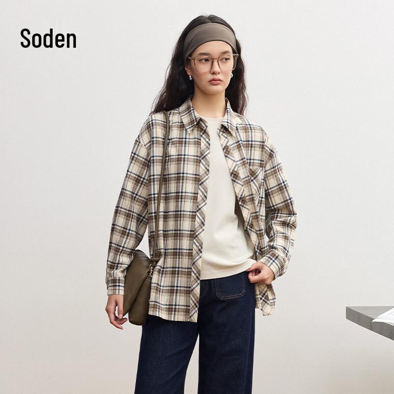 

WHIteALLUSION 100% Cotton Relaxed Plaid Button-Up Shirt XS