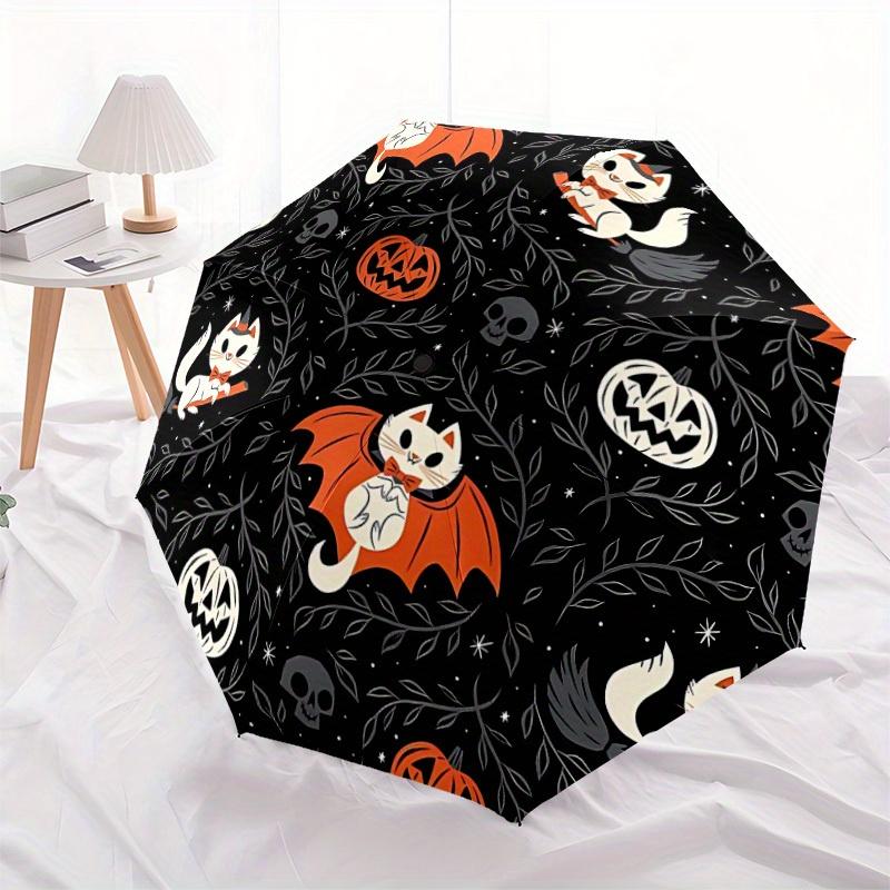 1pc Halloween Cats Automatic Open/close, All-Season Portable Folding Umbrella, Travel, Everyday, Formal Events - Compact Luxury Parasol, Outdoor Acces