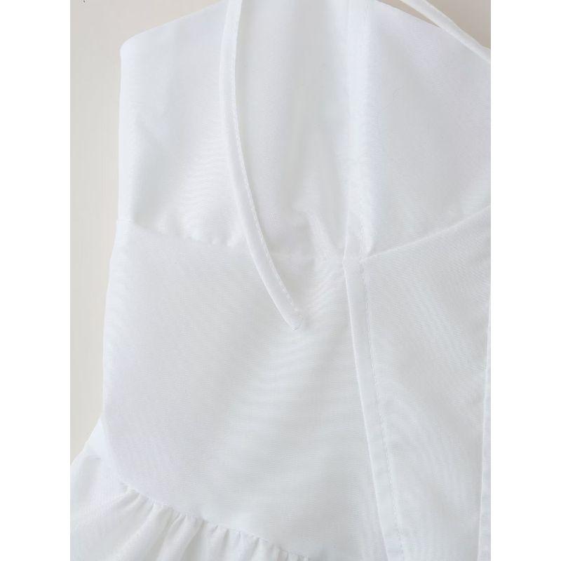 Kaslead New Arrival Women's Clothing Fashion Style Fashion Minimalist Fresh White Bow Suspenders Tops