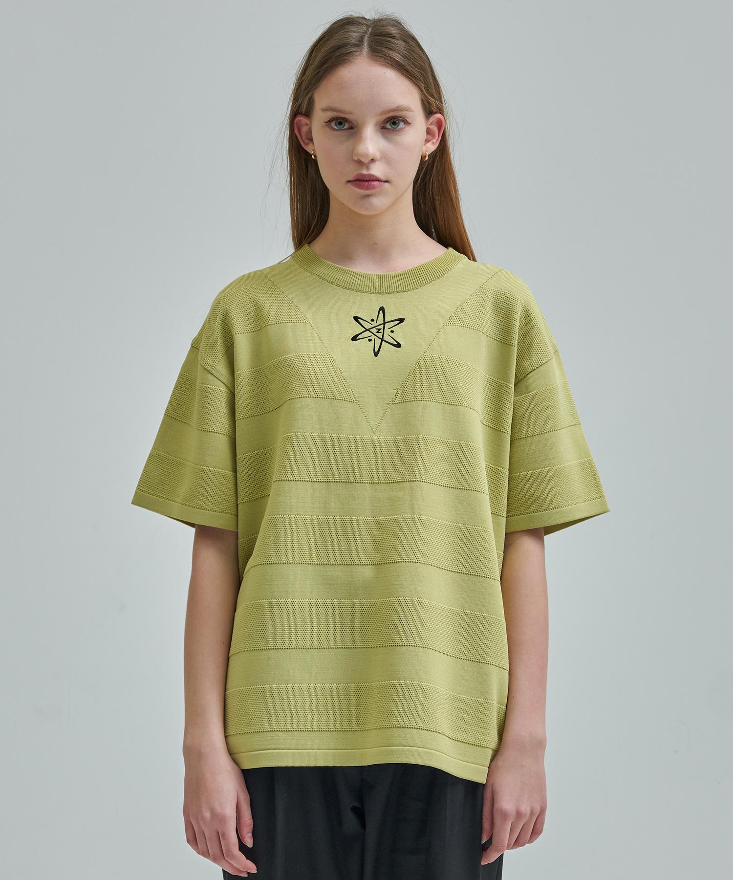 Zensai Logo Round Short Sleeve Knit Green L