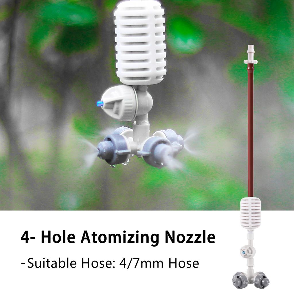 4/7mm Hanging Irrigation Cross Atomizing Nozzle, Drip Irrigation Garden Greenhouse Indoor Humidifier with Valve Anti-Drip Nozzle