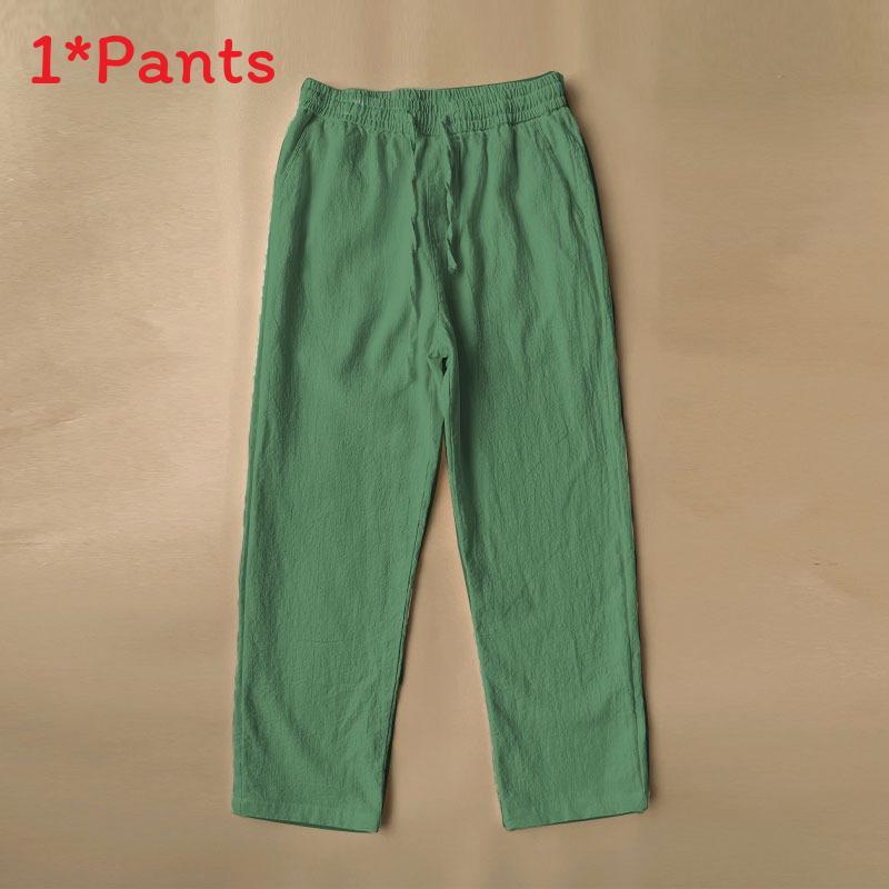 Mens Vintage Linen Casual Pants With Drawstring Waist For Summer Daily Wear