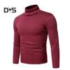 Vår Høst Menn Fitness Topp Slim Fit Høy krage Elastisk lange ermer Ensfarget Pullover Fitness Sport Topp Vinter bunnklær