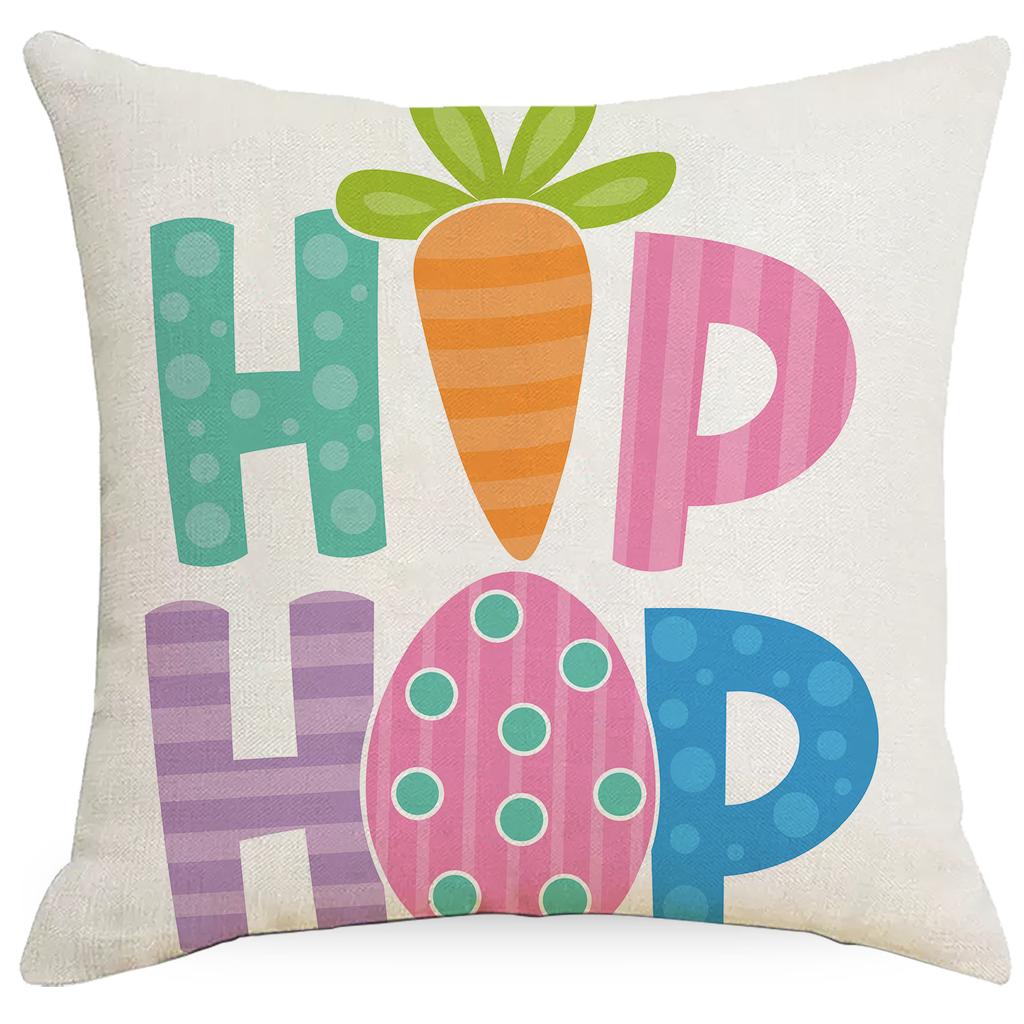 New Easter Pillowcase Cute Fun Rabbit Short Plush Linen Cushion Pillowcase