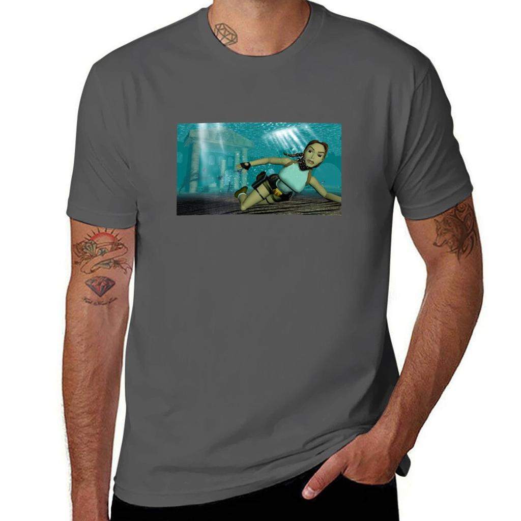 Classic Tomb Raider Lara Croft Underwater TShirt Work Wear Simple Tee Shirt