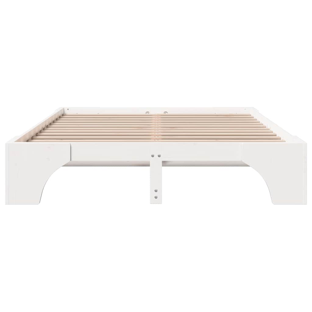 Bed Frame White 140 x 200 cm Solid Pine Wood