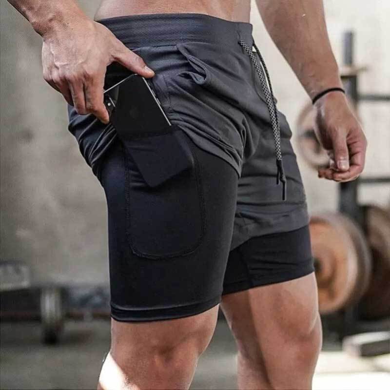 Mens 2 In 1 Running Shorts Summer Athletic Gym Workout Performance Shorts With Towel Loop Pockets Stretchy Quick Dry