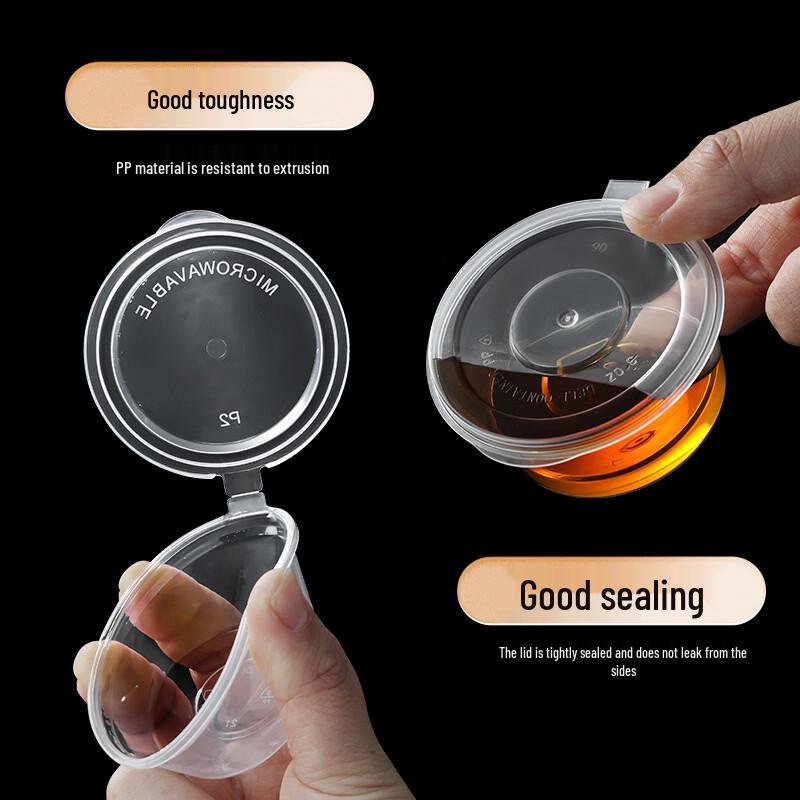 Disposable Plastic Sauce Cups with Integrated Lids