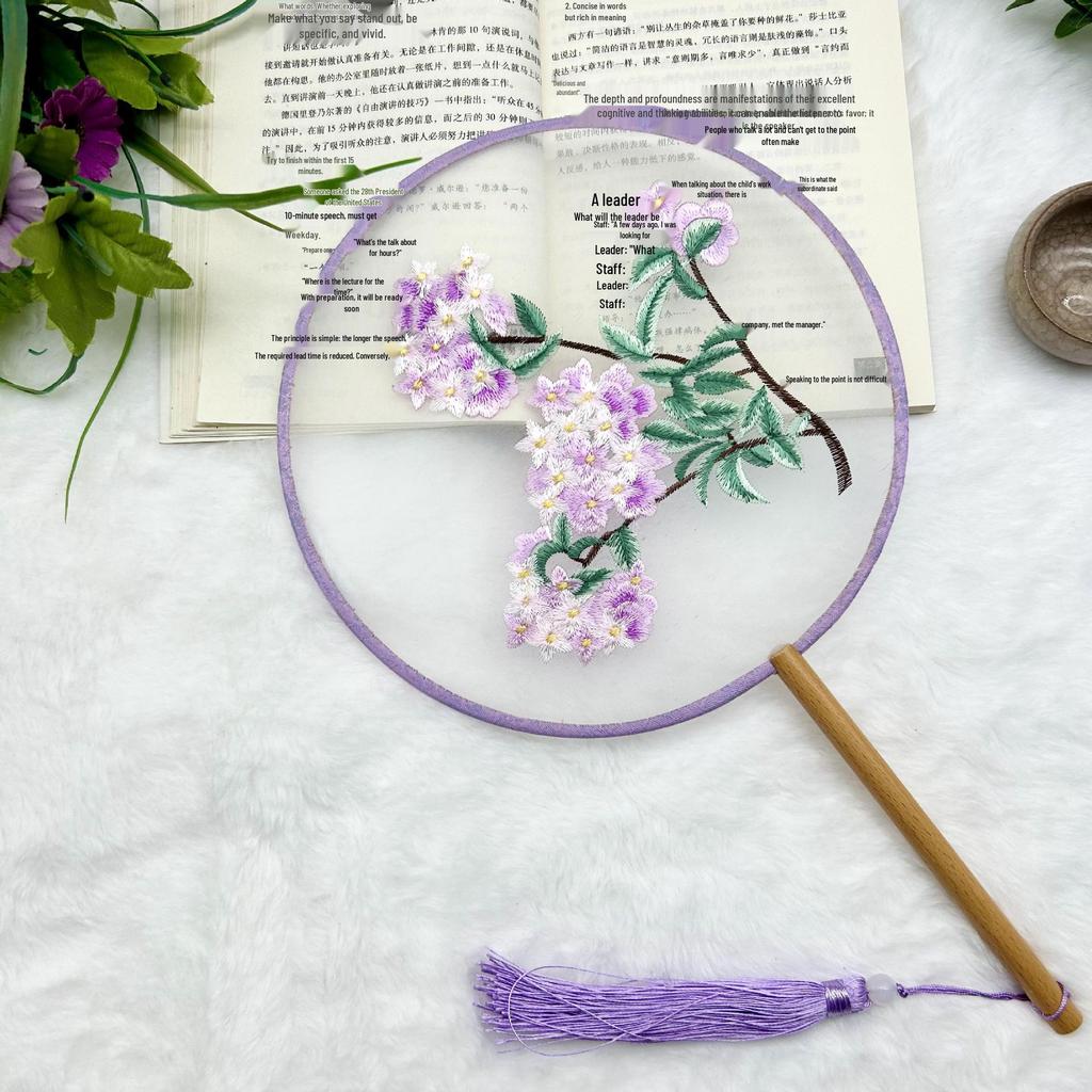 Ancient Style Single-Sided Suzhou Embroidery Dance Fan