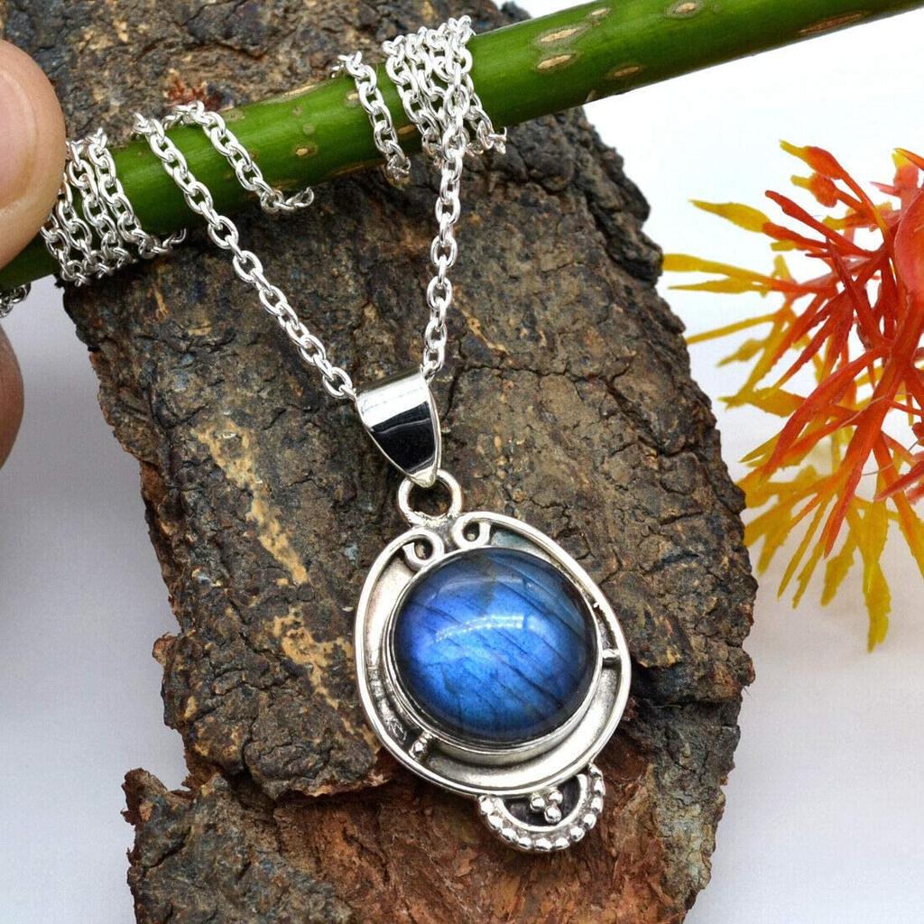 925 Silber Halskette, Labradorit Halskette, Designer Halskette, Boho Schmuck, Geschenk für Sie, handgefertigter Schmuck, Silberkette, Geburtstagsgeschenk