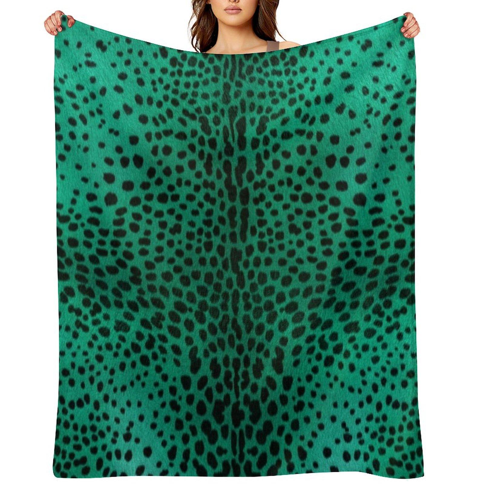 CHEETAH animal print design in mint colorway Throw Blanket blankets ands Thermals For Travel Hairy Moving Blankets 30x40in