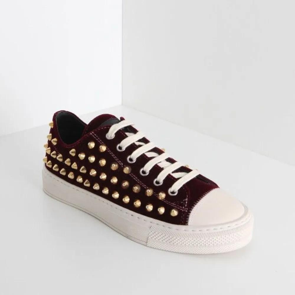 [Genchi] Women s Gold Stud Velvet Converse Burgundy 331VEL 35