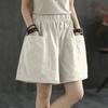 Women's Summer Casual Wide-Leg High Waist Plus Size Wool Shorts with Slimming Fit and Pockets