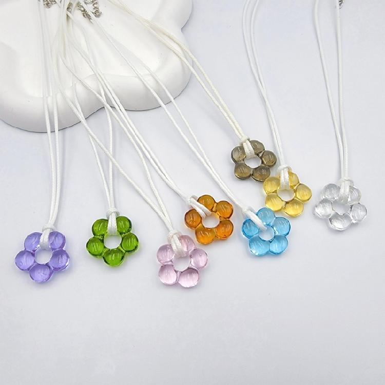 Glass Flower Pendant Necklace Choker Fashion Collar Neck Chain Party Jewelry
