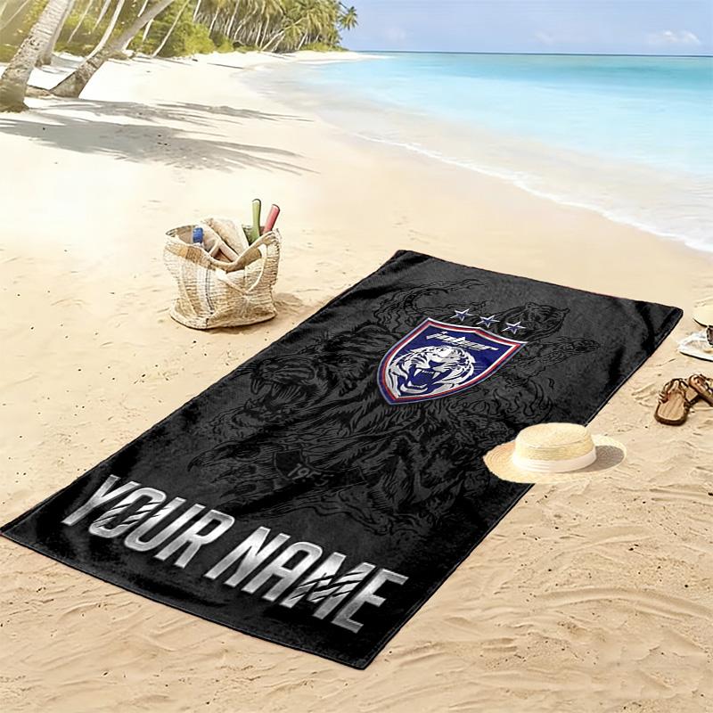 Name Custom Johor Print Beach Towel, Large Soft Quick Dry Towel for Beach Camping Swimming