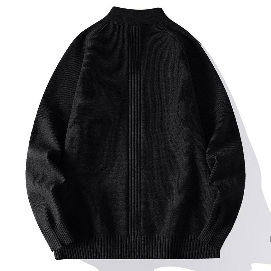 Men's Solid Color Textured Casual Sports Loose Fashion Knitted Zipper Top Jacket