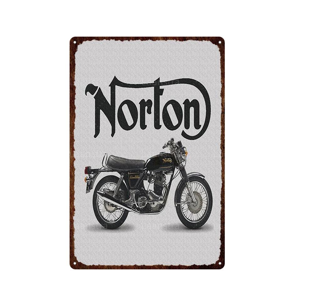 Vintage Norton Motorcycle Metal Poster Retro Plaque Wall Art Painting Plate Bar Garage Decor Vintage Tin Sign Home Decor Poster