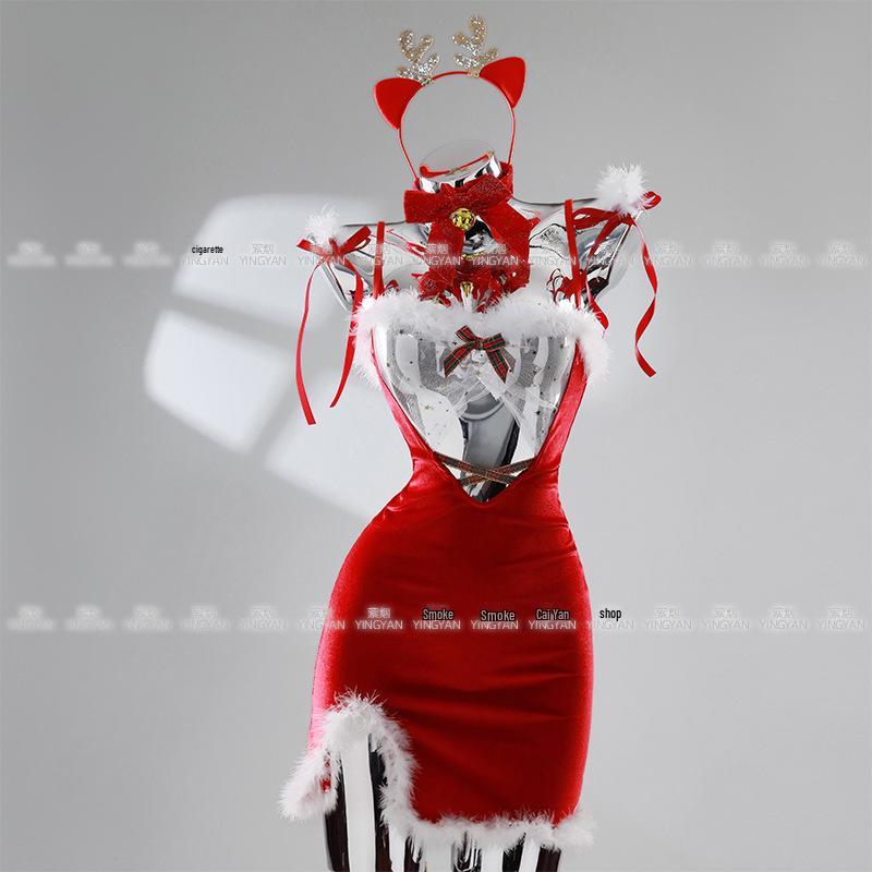 Lingyan Christmas Bunny Girl Red Dress Cosplay Outfit - Festive & Alluring New Year Set