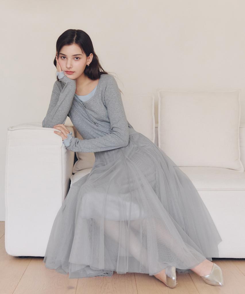 ZEROSTREET [5 Colors] Long Flare Tulle Skirt