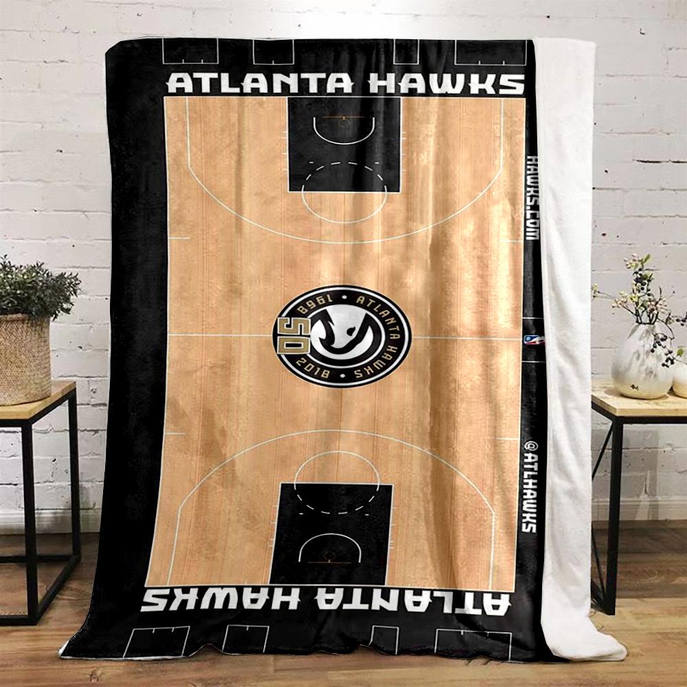 Atlanta Hawks Basketball Court Design Blanket Flannel blanket for bedroom, living room, sofa, and nap sofas.