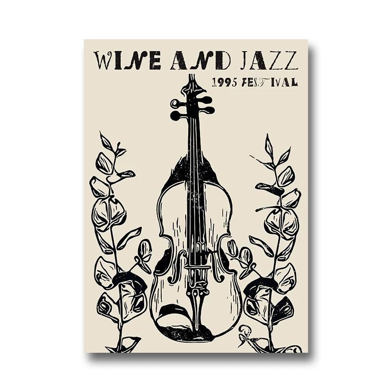 Vintage Jazz Festival Canvas Paintings Retro Jazz Club Poster and Print Wall Art Picture for Living Room Cuadros Home Decoration