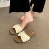 2025 Sandals Pearl with Small Fragrant Wind Beach New Wear Internet Celebrity Skirt Flat Bottom Slippers Women's Summer Fashion Word