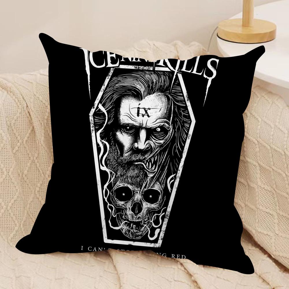 lce-Nine K-Kills Band Cushion Cover Silky Short Plush Sofa Pillow Cover Hidden Zipper Soft Dustproof Case for Home Decor