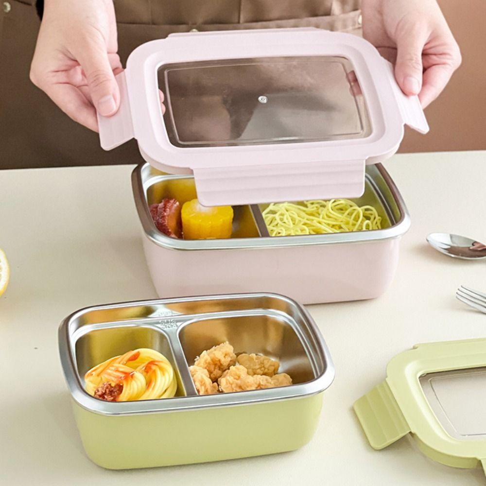 Large Capacity Divided Lunch Box 304 Stainless Steel Snack Box with Lid  Outdoor