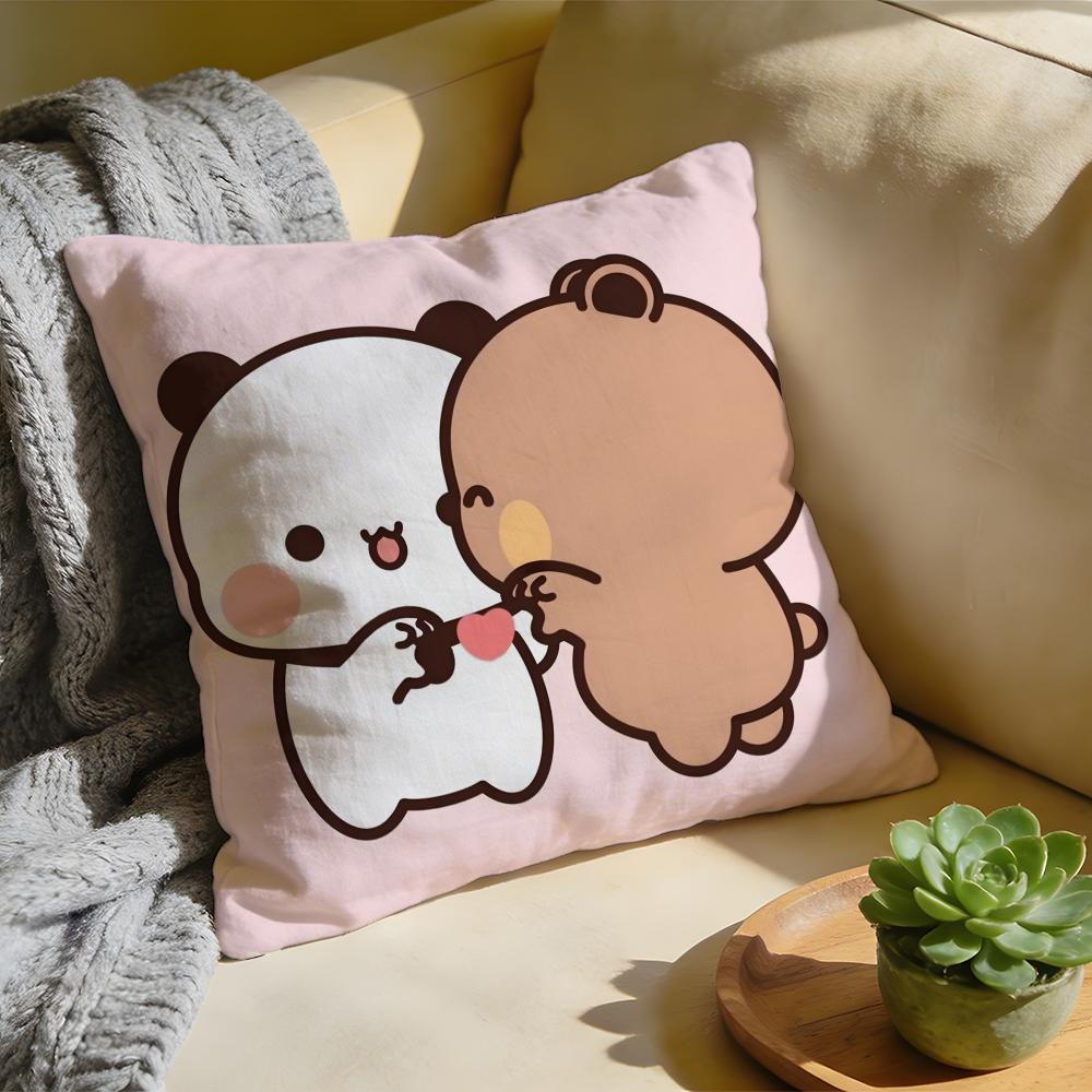 Panda BBubu DDudu Cushion Cover Washed Linen Soft Breathable Decorative Case For Sofa Home Pillow Cover