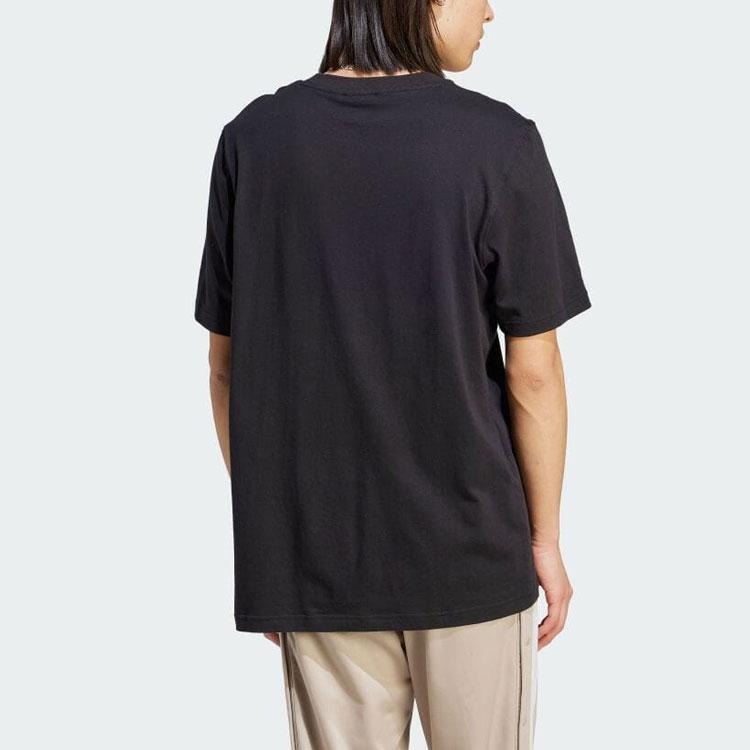 Adidas Originals Essentials Trefoil Logo Ribbed Crew Neck Short Sleeve Regular T-Shirt Men Tops Black IM4540