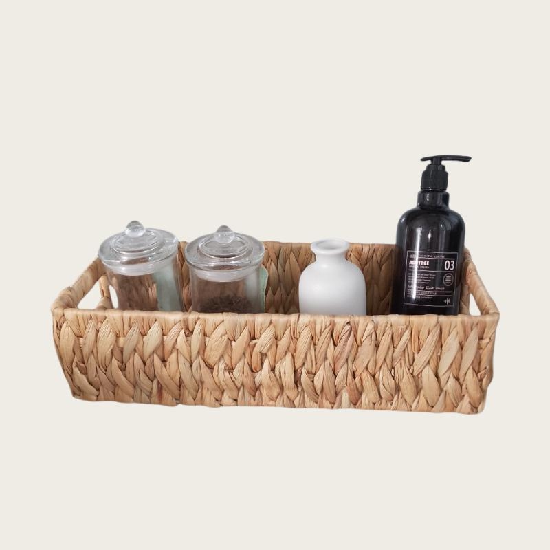 Water Hyacinth Woven Storage Basket - Magazine & Handheld Organizer