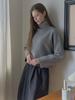 AVANT-G Turtleneck Crop Knit Pullover - Gray