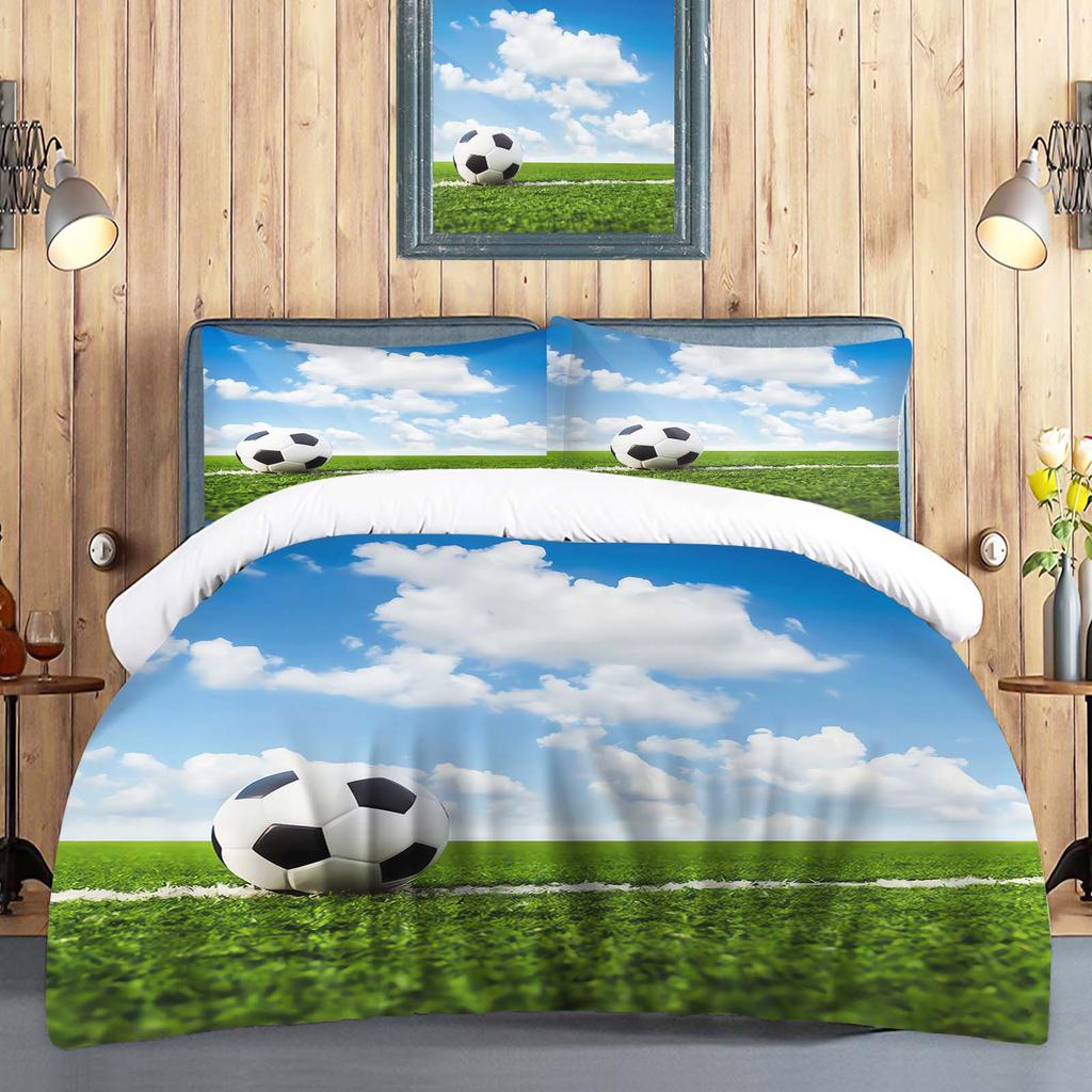 Football Duvet Cover Set Comforte Printed Cartoon Twin Size Bedding Sets Christmas Gifts 3-piece