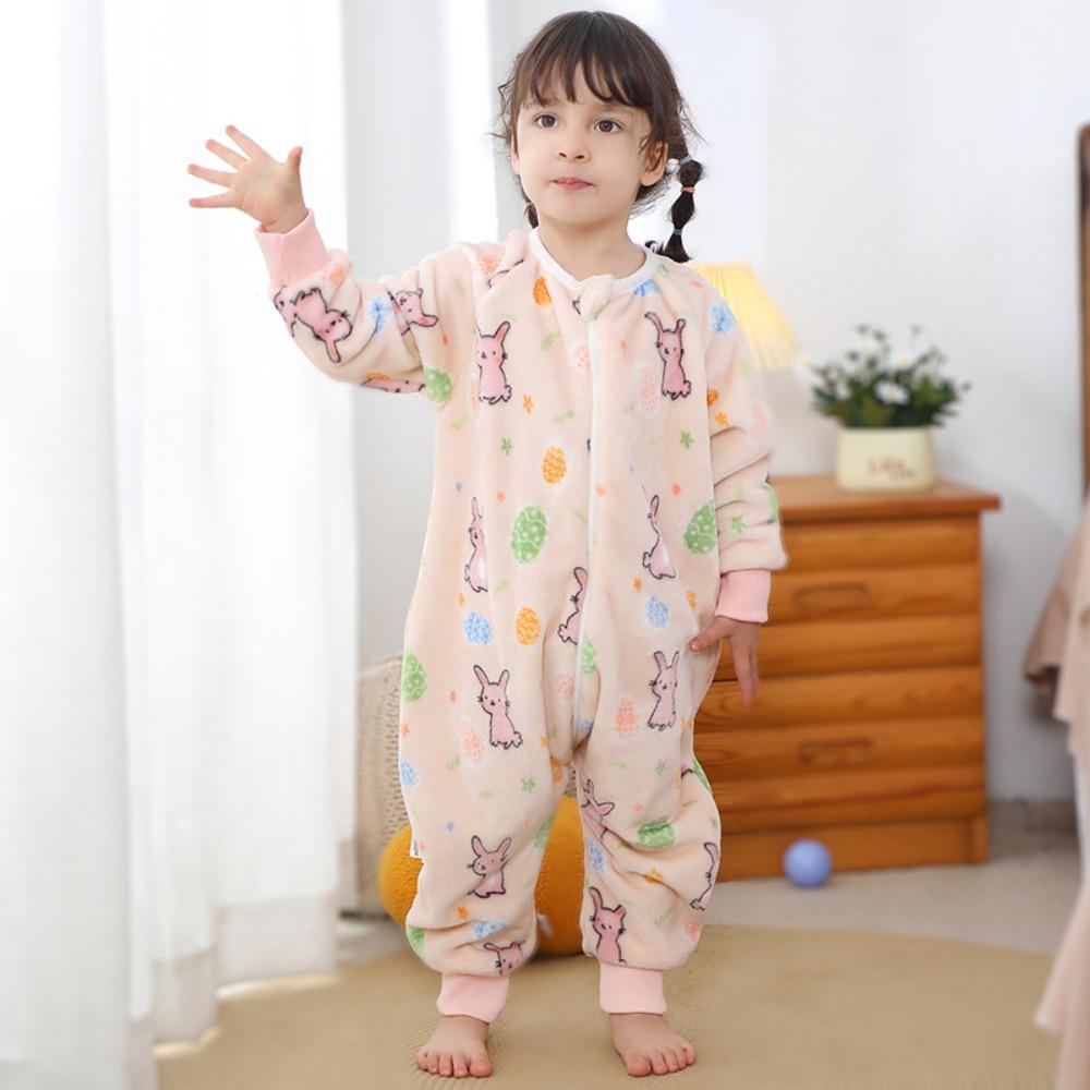 Kids Flannel Onesie Pajamas Cartoon Loungewear Christmas Costume Flannel Sleeping Bag Jumpsuit