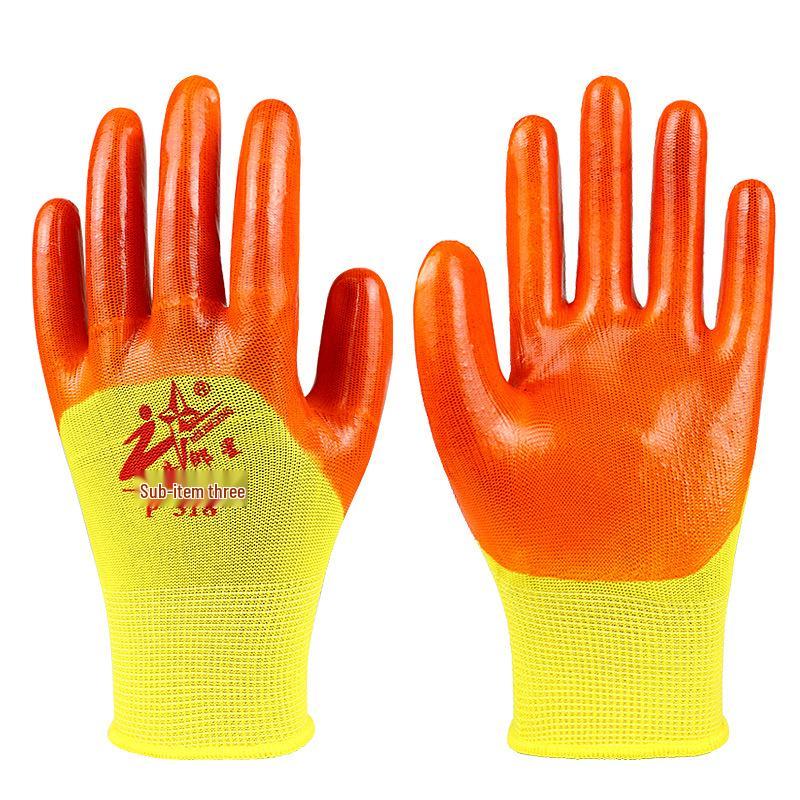 Niulangxing P318 Non-slip, Wear-resistant PVC & Rubber Work Gloves - Waterproof & Oil-proof for Construction