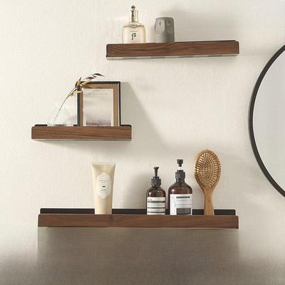 Massivholz Nussbaum Badezimmer- & Schlafzimmer Wandregal - Stanzfrei, Leichtes Luxusdesign