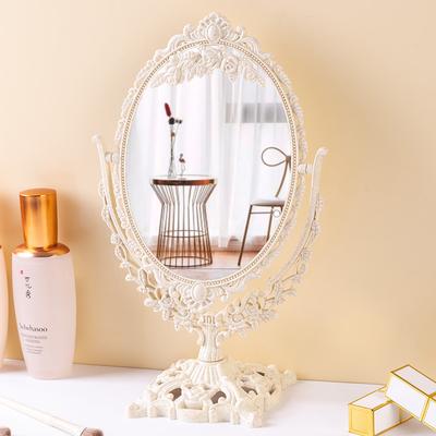 Vintage European Style Makeup Mirror Desktop Vanity Mirror 360 Degree Rotating Portable Makeup Mirror