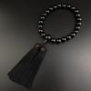 WONDERFUL LOTUS Buddhist Prayer Beads Juzu for Men Ebony Black Onyx Tiger Eye 22 Beads Pure Silk Tassel with Pouch for All Sects Funeral Memorial