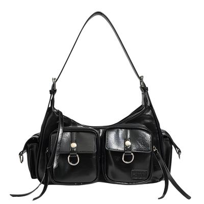 Harujio Hobo Bag, Y2k Shoulder Bag, Women's Small, Horizontal Bag, Korean Style, Black, Red, Blue, Black, Red, Light Blue, Shoulder Bag, Stylish,