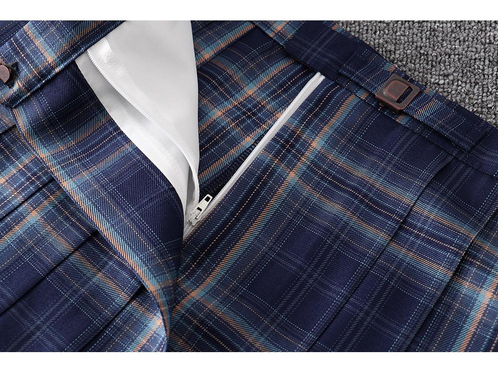 Japanese High-Waisted Plaid Pleated School Uniform Skirt
