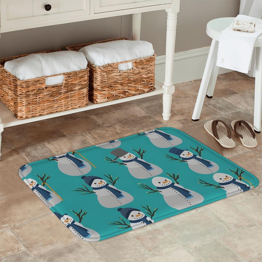 1PC Cheistmas Playful Snowmen Kitchen Rug Non-Slip Door Mat Pop Design Bathroom Rug Bath Mat Carpet for Home Sink Laundry Decor