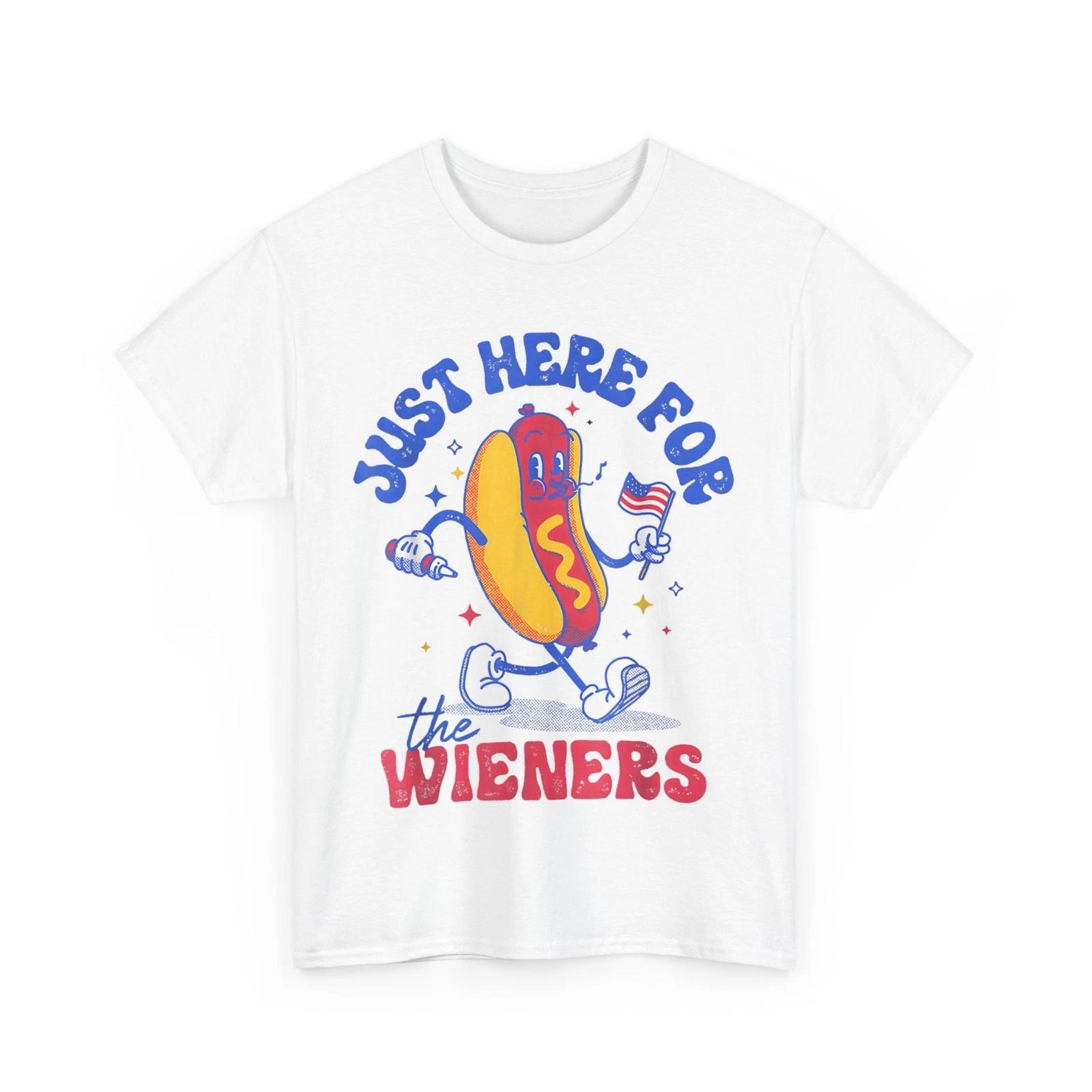Hot Dog I m Just Here For The Wieners Funny Fourth of July T shirt L