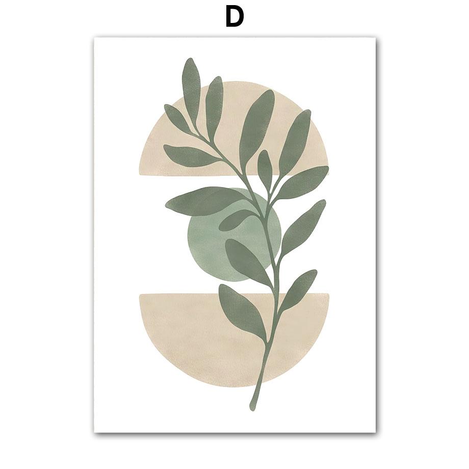 

Зеленые листья, линии, геометрия, абстрактные постеры и принты в стиле бохо, скандинавская настенная живопись на холсте для гостиной, домашний декор 40X60cm No Frame