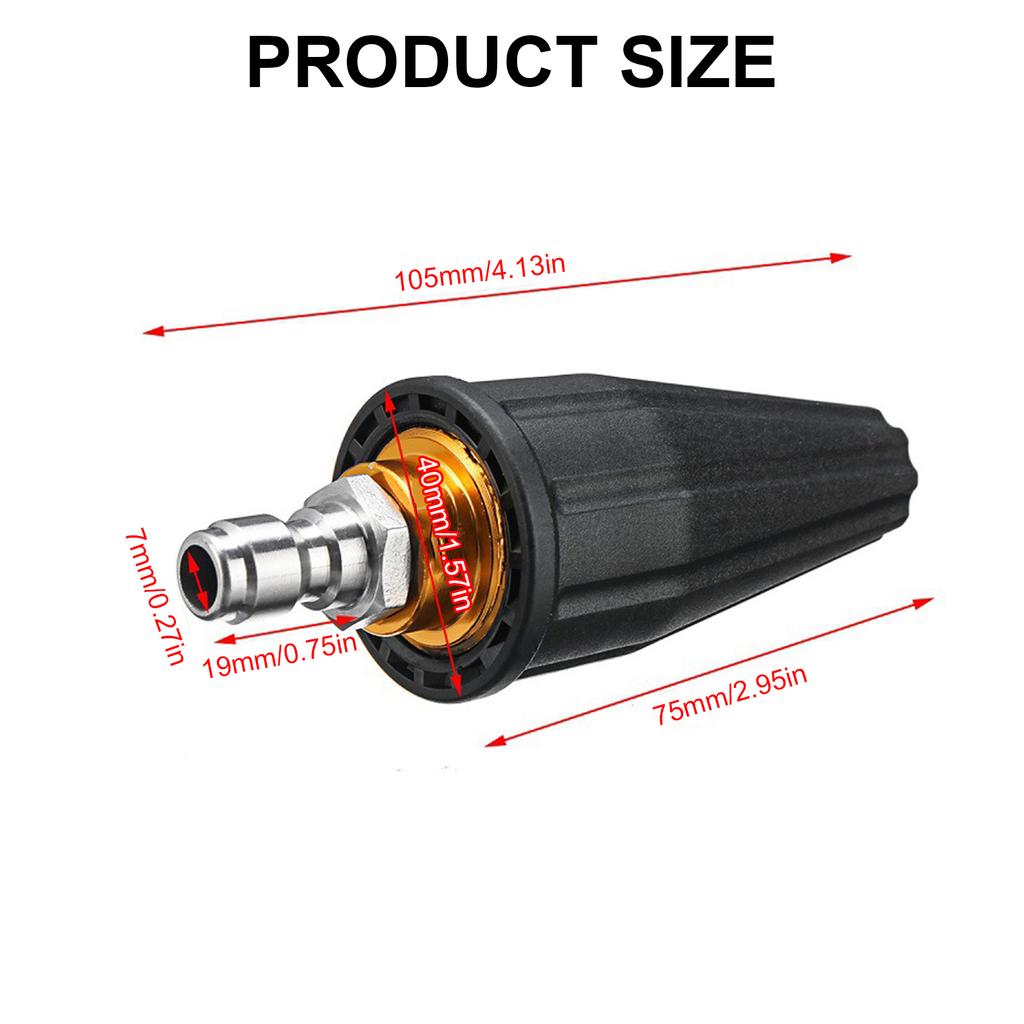 Pressure Washer Tips Turbine Nozzle Pressure Washer 3600PSI Maximums Rotating Pressure Washer Nozzle 1/4'' Connect