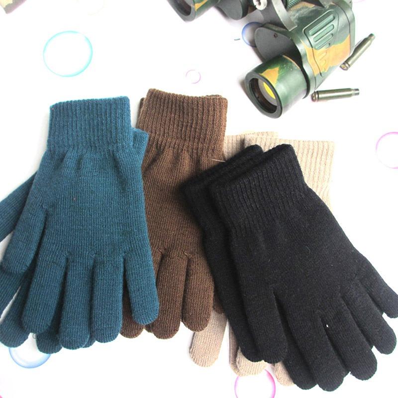 Women Full Finger Gloves Knitted Solid Autumn Winter Hand Keep Warm Thicken Lining Skiing Short Wrist Female Mittens