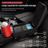 Height Adjustable Car Center Console Gap Storage Box PU Leather Multifunctional Elbow Support with Liftable Tray Armrest Pad