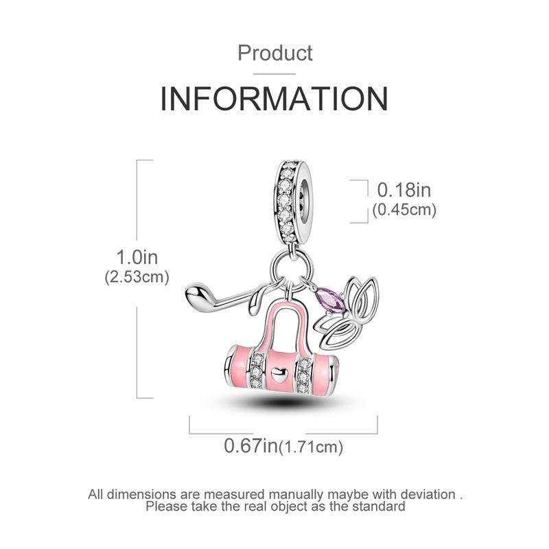 Pink Golf Bag Club Pendants Copper Original Beads Fit Original Charms Bracelet Beads Jewelry Gifts For Women