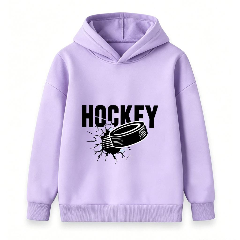 Kids Boys Girls 100% Cotton Crew Neck Short Sleeve T-Shirt, Cool Ice Breaking Hockey Puck Print Casual Soft Daily Tees for Sports Game Playing Summer