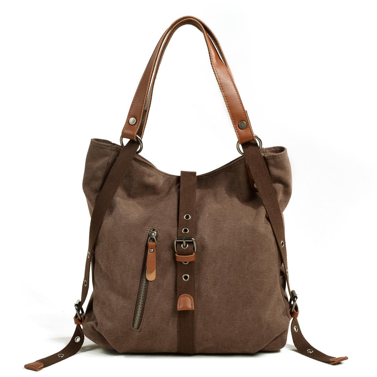 

Muchuan Canvas Women s Multi-functional Backpack: Casual Single or Double Shoulder Bag, Crossbody, Versatile Bucket Style. кавовий